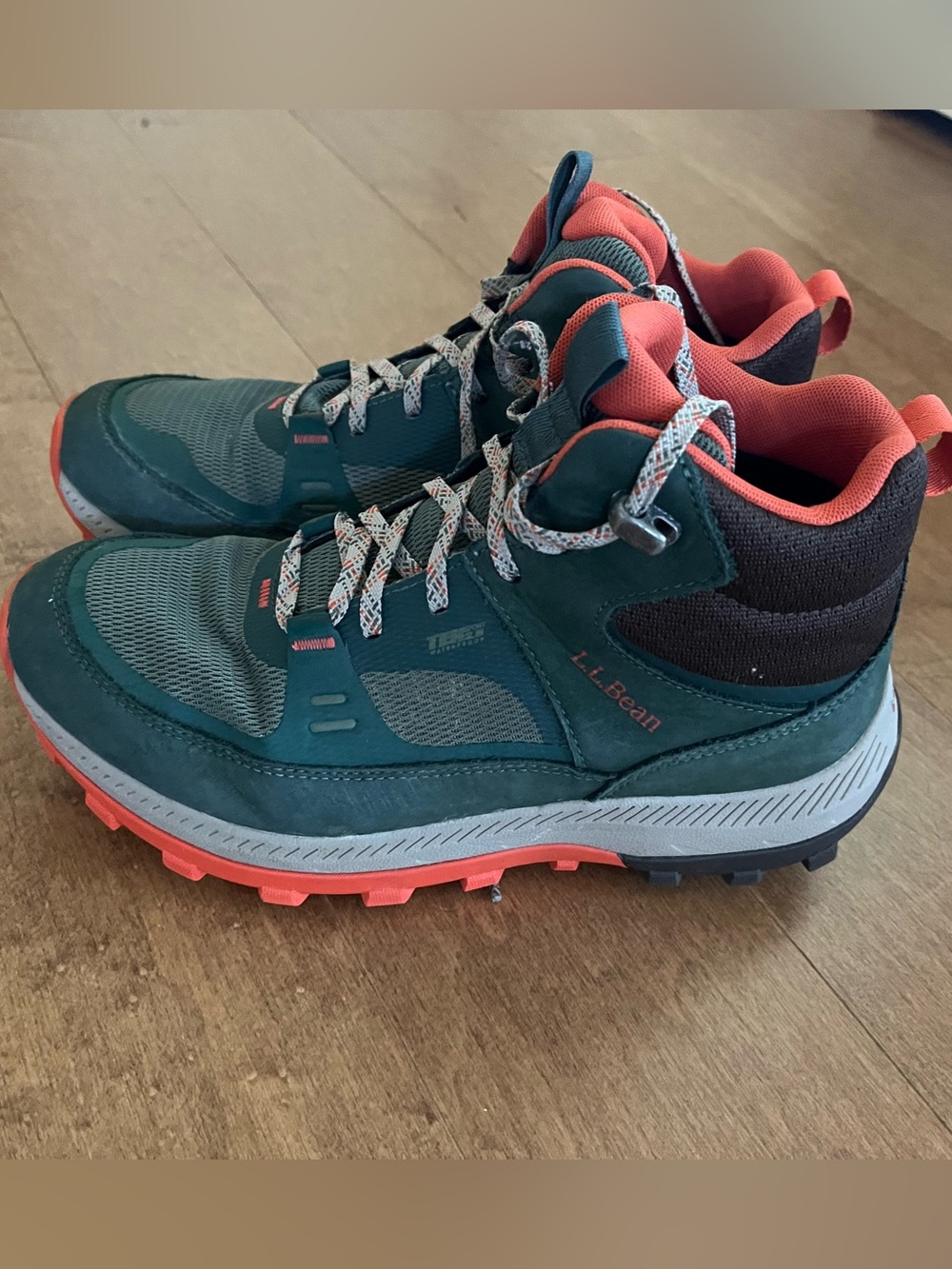 L.L. Bean Waterproof Green and Orange Trail Hikers
